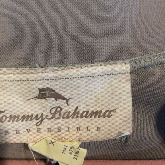 Tommy Bahama XL Reversible partial zip long sleeve pull over mens tan EUC - Picture 9 of 10